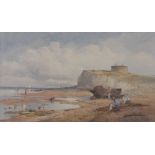 Thomas Bush Hardy (1842-1897), watercolour, beach scene near Eastbourne,