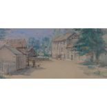 Manner of Jean-Francois Rafaelli, watercolour, continental colonial farmstead, signed with monogram,