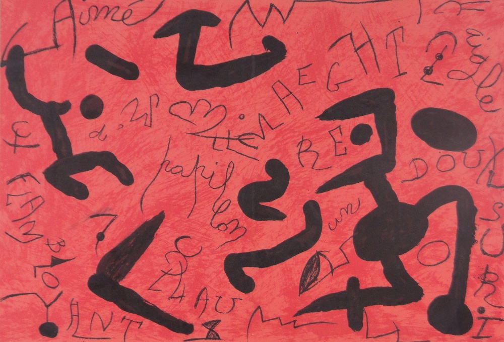 Joan Miro, colour lithograph, homage to Maeght, 1982, issue 250 Derriere le Miroir, 15" x 22",