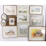 Duncan Russell, quantity of watercolours (7) and several others by different hands, (12 total).