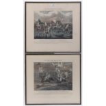 J Harris after H Alken, set of 4 colour aquatints - the first steeple chase on record,