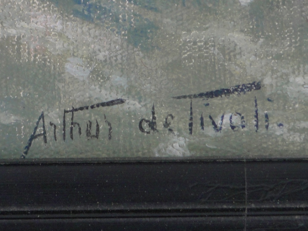 Arthur de Tivoli, oil on board, child at the seashore, signed, 13" x 9.5", framed. - Image 3 of 4