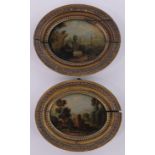 Pair of 19th century oils on copper, classical Italianate landscapes, unsigned, 4.75" x 6.