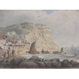 Richard Harry Carter RI (1839-1911), watercolour, Hastings beach, signed with monogram, 6.5" x 8.