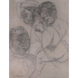 Erich Wolfsfeld (1884-1956), charcoal drawing, African woman and children, signed, 28" x 22",