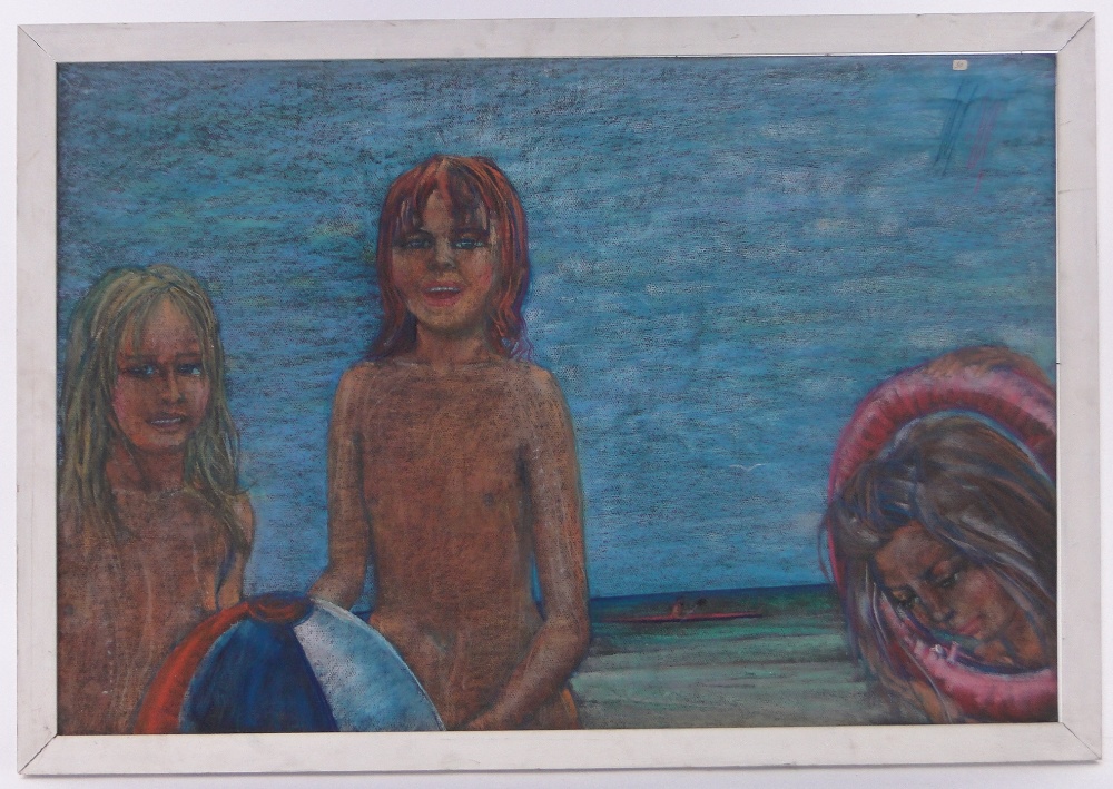 Maurice Mann (1921-1997), 4 coloured pastels on board, studies of children at the beach, - Image 7 of 8