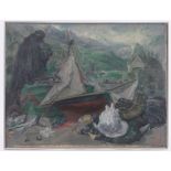 Ronald Morton (born 1918), oil on board, the haven, inscribed verso, 20.5" x 27", framed.