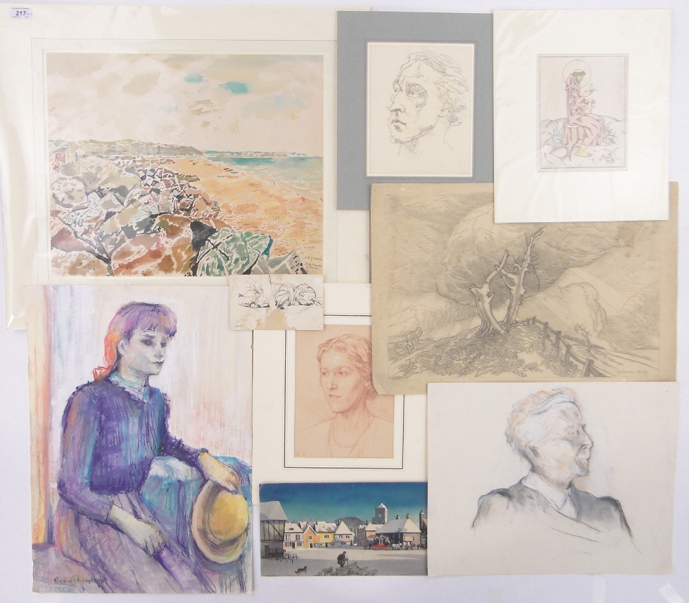 Folder of watercolours and drawings, including works by Albert Taylor, G Marler and A Thomson, (12).