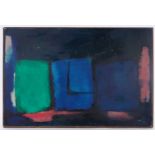 Russell, oil on canvas, abstract composition, signed and dated 1964, 20" x 30", framed.