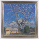 20th century Russian School, oil on canvas, tree study, inscribed verso, 24" x 24", framed.