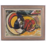 Roger Ashby, oil on board, abstract circular forms II, signed and dated 1971, 30" x 22", framed.