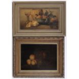 3 - 19th century oils on panel and canvas, still life studies fruit and flowers, by different hands,