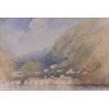 19th century watercolour, view of Castellamare, Bay of Naples, 1848, unsigned, 7" x 10", framed.