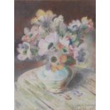 Attributed to Ker Xavier Roussel, colour pastels, still life of flowers, signed, 13" x 10", framed.