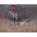 Malcolm Coward SEA (born 1949), oil on board, the Hunt Master and foxhounds, signed, 14" x 18",