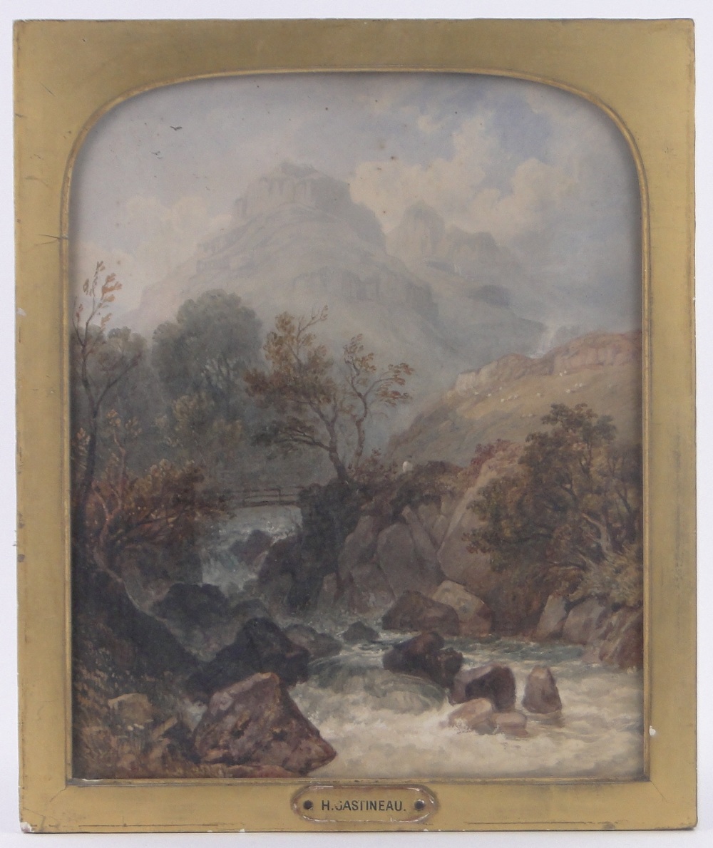 James Baker Pyne (1800-1870), watercolour, Lake District scene, signed, 17.5" x 14", framed.
