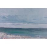 Fiona MacKay Graham, watercolour, coastal view, signed, 20" x 30", framed.