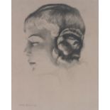 Max Brunning (1887-1968), etching, head portrait of a girl, signed in pencil, p 13" x 9.5", framed.