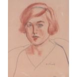 Philip Naviasky (born 1894), black and red chalk drawing, portrait of Sabria, signed, 18.5" x 14.