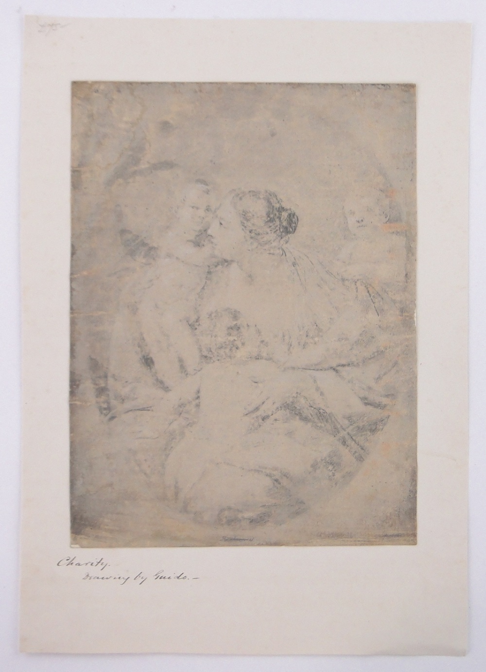 Attributed to Guido Reni, pen and ink drawing, The Holy Family, 11" x 8. - Image 2 of 4