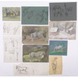 Circle of Lucy Kemp Welch (1869-1958), folder of pastels and drawings,