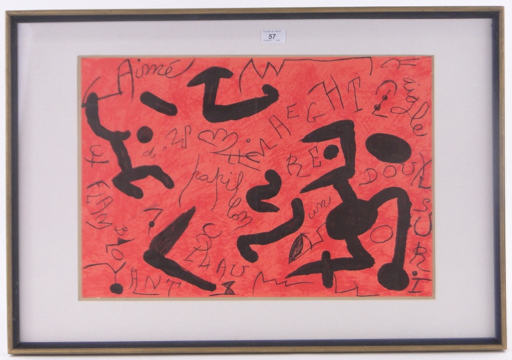 Joan Miro, colour lithograph, homage to Maeght, 1982, issue 250 Derriere le Miroir, 15" x 22", - Image 2 of 4