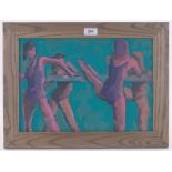 Robin Holtom, oil on paper, dancers at the barre, signed with monogram, 11" x 16", framed.