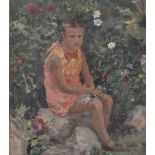 V Bernadsky, oil on board, portrait of a girl, inscribed verso, dated 1961, 13.5" x 11", framed.