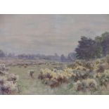 John Barlow Wood, watercolour, Suffolk landscape, signed, 10" x 14", framed.