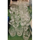 Various crystal drinking glasses, etc.