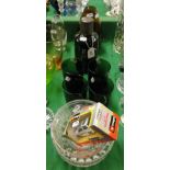 A French green glass water set, Art Glass vase, etc.