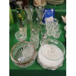 Ice-cream plates, sherry glasses and other glassware.