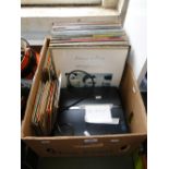 Nearly new record player, various LPs and 45s.
