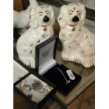 A pair of Beswick mantel spaniels -1178 and various costume jewellery.