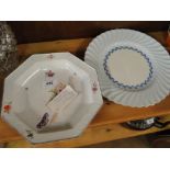 Antique Chelsea design octagonal dish and a plate.