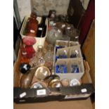 Various bottles, paperweights and glasses.