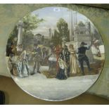 A large wall plaque depicting a Medieval Italian scene.