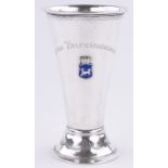 A Swedish silver spill vase, with applied enamel crest, 1911, height 13cm, 3.8 oz.