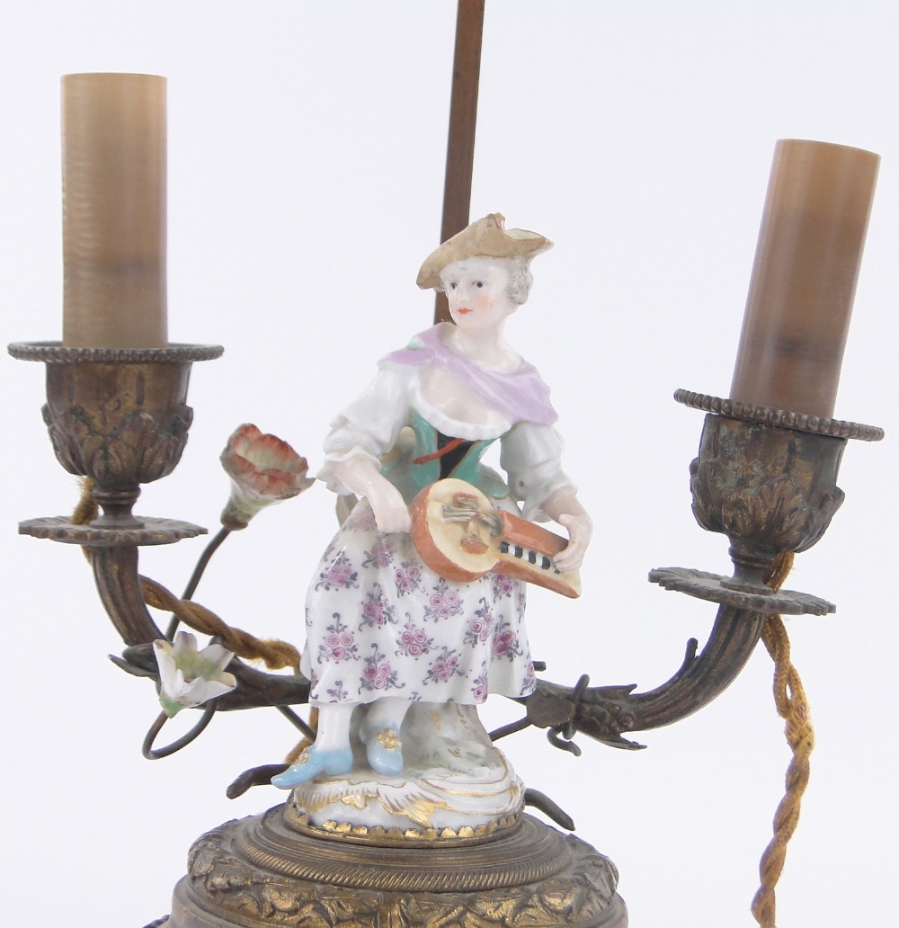 An early 19th century ormolu and marble twin branch lamp, - Image 4 of 5