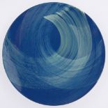 A Poole Studio Pottery charger, blue wash pattern designed by Charlotte Mellis, 1997, diameter 35cm.