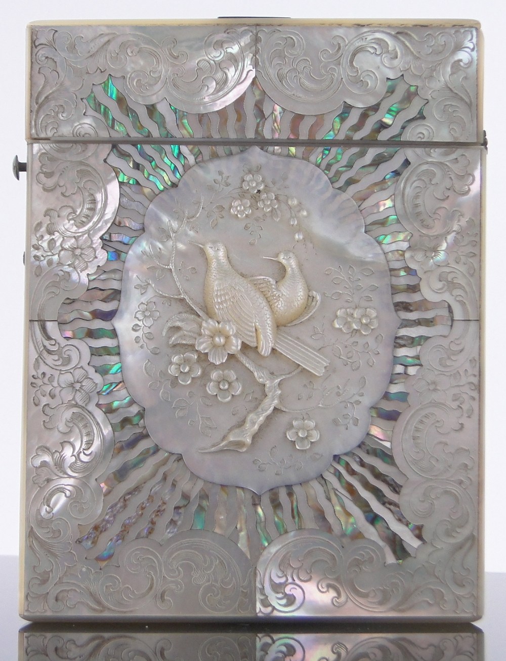 A fine quality Victorian mother of pearl and abalone card case, - Image 11 of 13