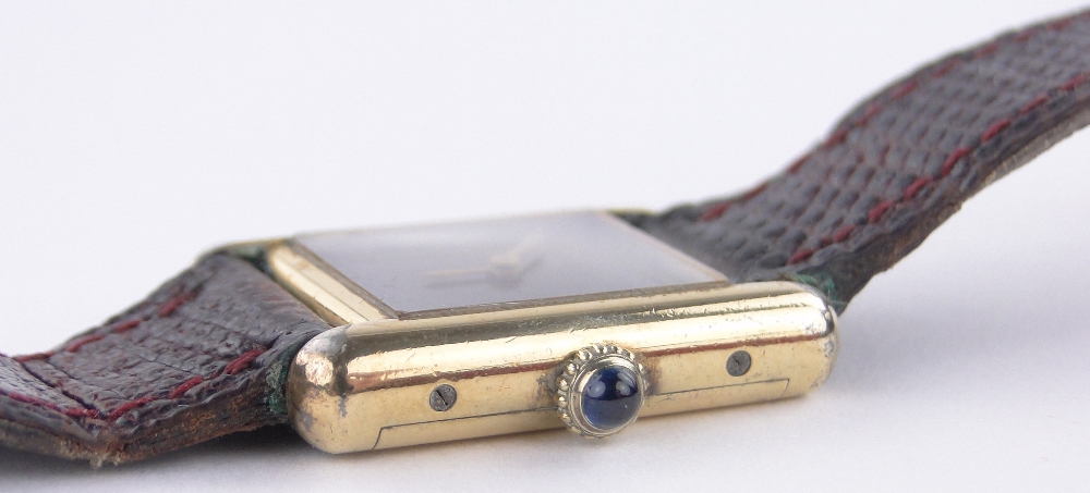 A ladies Cartier quartz wristwatch, silver gilt case with burgundy dial, case width 20 mm, - Image 4 of 5