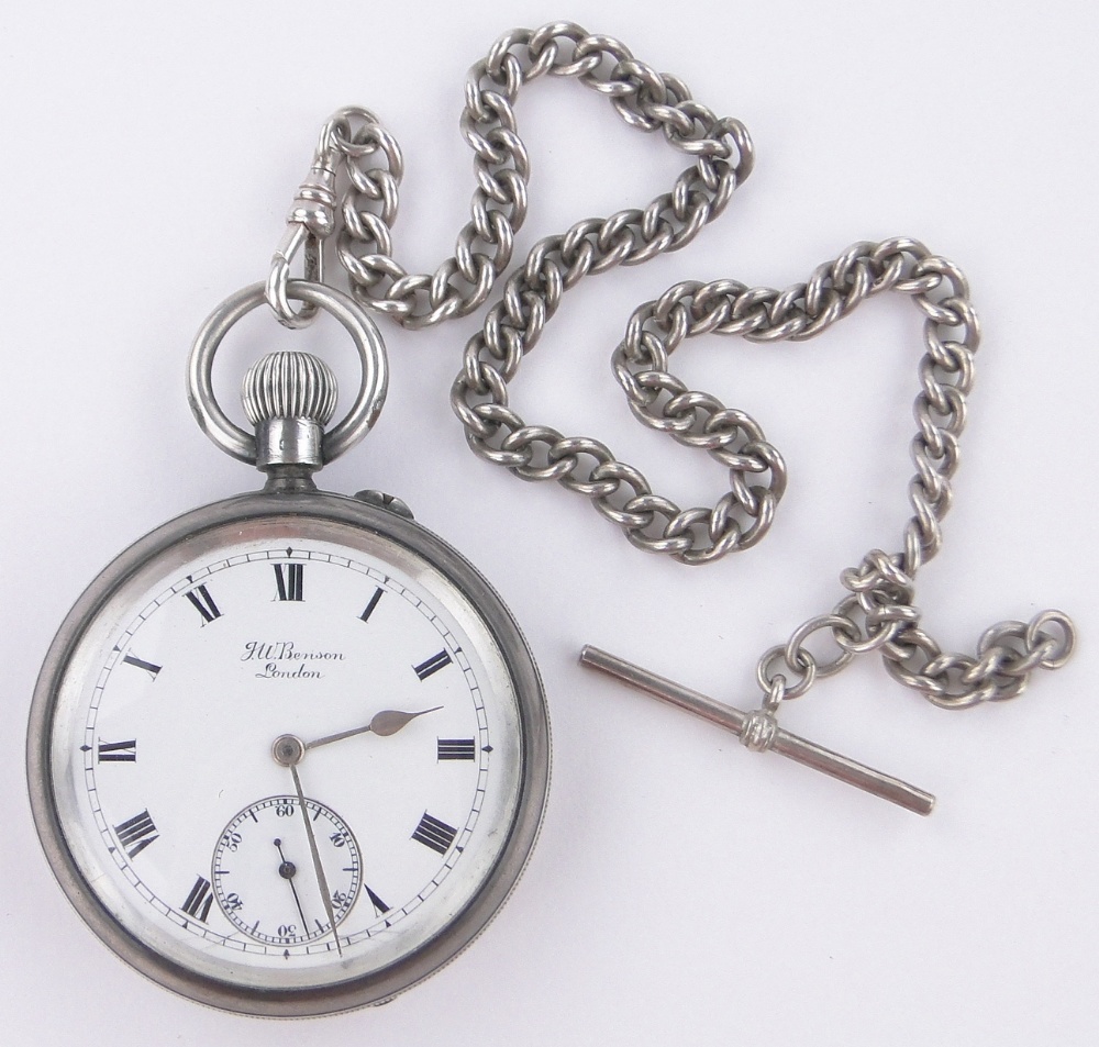 An Edwardian silver cased topwind pocket watch "The Bank" by J W Benson of London,