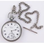 An Edwardian silver cased topwind pocket watch "The Bank" by J W Benson of London,