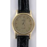 A lady's Omega DeVille gold plated quartz wristwatch, case width 20mm.