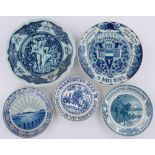 A group of Dutch blue and white transfer military commemorative plates,