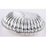 A silver clam shell design travelling soap dish, circa 1910, makers marks H & A,