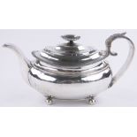 A George III oval silver teapot, by Hougham Royes & East Dix, London 1817, 19.16 oz.