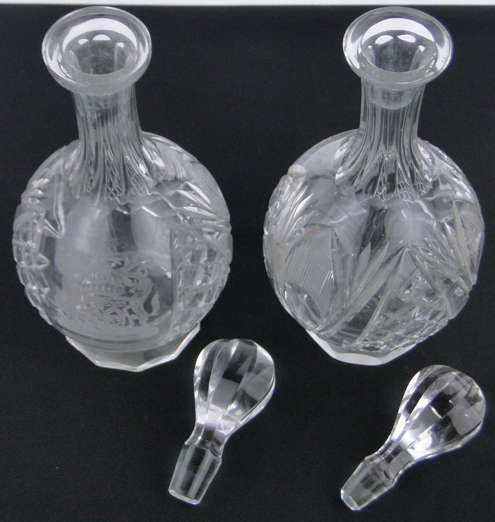 A pair of 20th century cut-glass decanters and stoppers, - Image 3 of 3