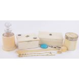 A group of 19th century ivory items, including 2 trinket boxes,
